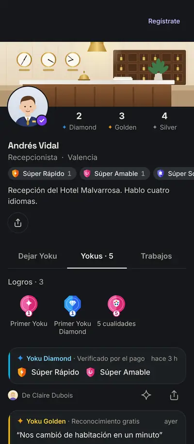 A hotel receptionist's profile and his guests' Yokus