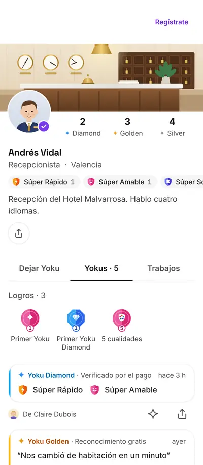 A hotel receptionist's profile and his guests' Yokus